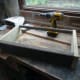 Screwing the pieces of decking together to make the boxed frame.