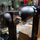 The dowel joint that held the stretcher in place.