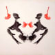 One card from the Rorschach inkblot test. What do you see here?