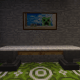 This counter top is made with two anvils, two trap doors, and white carpet!