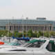 Do you notice the Roman style columns of Soldier Field? I was facing west from Northerly Island when I took this picture in May of 2016.