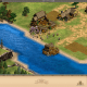 A better look of the allied town with the transport ships and the enemy forces that assault it and your forces.