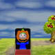 The face cut-out standee lets you design a fun background for pictures!