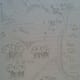 Illustrated map of my imagined land, by my brother (apologies for lack of photographic quality).