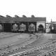 LMS area again, this time at the much smaller former Midland Railway Buxton mpd (8D) in Derbyshire with several locomotives poking out of the early 'northlight' shed.