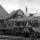 67639, one of Middlesbrough's Class V1 2-6-2 tank locos rests between turns - behind is LMS Ivatt designed Class 4MT 2-6-0 'Flying Pig' visiting from 51A Darlington; when Middlesbrough closed 1958, locos went to 51L Thornaby 'down the road'.