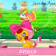 Screenshot from a battle in "Moco Moco Friends."