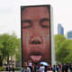 One of the many faces of Crown Fountain. Picture was taken seconds before it squirts water "from the mouth."