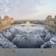 The Louvre’s paper art installation was created by modern artist JR on the occasion of 30th anniversary of the Louvre Pyramid. This artwork has been praised for its brilliant optical illusion effect.