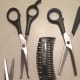 Notice the sharp points, rounded points, double-sided blade, and thinning shears.