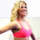 Working out in a sports bra.