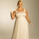 Madelaine chiffon dress. Luxurious satin bodice, pleated tiered chiffon skirt, and floor length details will draw attention only to the lucky lady in white. Embroidered lace trim on bra-friendly straps and waistband paired with a satin bodice.