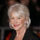 Helen Mirren with softly controlled bob, long full bangs. Helen Mirren's free spirit look in a longer length bob