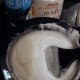 Mixing the powder bleach with the creme peroxide developer.