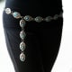 #6 concho belt with turquoise in the bear claw pattern nicely draped black