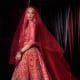 Gorgeous full-skirted all-red bridal lehenga.