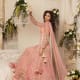 Glamorous peachy-pink bridal dress.