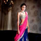 Beautiful deep royal blue velvet lehenga skirt with fuchsia dupatta and accents.