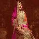 Orange and hot pink bridal sharara.
