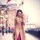 Maroon and beige bridal sharara.