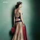 Bronze, navy, and crimson a-cut lehenga.