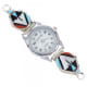 Zuni inlay watchband. Turquoise, coral, jet and mother of pearl stones.