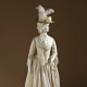 The simple Robe a la' Anglaise, circa 1780s, in embroidered linen.