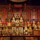Depiction of the inside of a Buddhist temple.