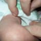 Even with a double gusset, the Huggies diapers gap around the leg!
