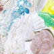 Shaving cream is carefully scraped off using a sharp knife.