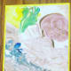 A framed Shaving Cream painting.