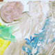 Printer paper has been carefully removed. There is a layer of shaving cream still on the paper.