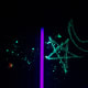 The chalk lit by a black light.