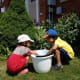 Creative play in the yard.