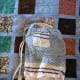 This apron is plainer and more shabby, having been used as an "everyday" apron by the same German woman who made the black one. Still, the combination of different blues, and the rickrack, are charming.