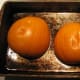 Bake the pumpkins for about 45-60 minutes. Test for softness. Let them cool and scrape the flesh out with a large metal spoon.