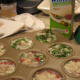 I often buy a carton of all egg whites. I give it a shake and pour the egg whites over the chopped veggies