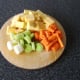 The vegetables are prepared for the stew