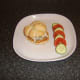 Poached mackerel bread roll is served