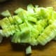 Peeled and chopped cucumbers.