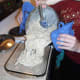 Pour it into the dish.