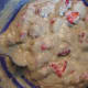 Strawberry muffin batter, ready to spoon into cases.