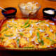 Our finished chicken fajita casserole with assorted toppings.