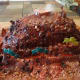 The smoking cake with lava pools.