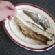 Bone lifts easily out of half eaten Arbroath smokie