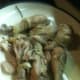 There's a lot of meat on these chicken legs! I always remove it and add it back into the stock for later. You can also freeze the meat by itself if you choose.