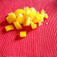 Using a bright pepper makes the dish look even better. Cut one up into chunks.