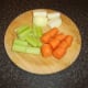 Vegetables are roughly chopped for making beef stock