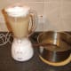Chestnut soup mix is blended in stages