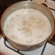 Blended chestnut soup is returned to the pot